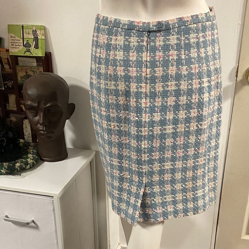 90s Tweed JG Hook  Blue and White Skirt - Picture 5 of 7
